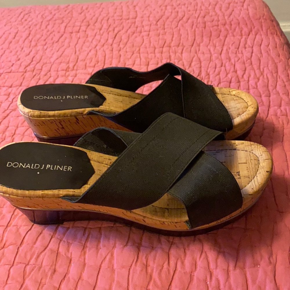 Crisscross Donald Pliner wedge sandals.